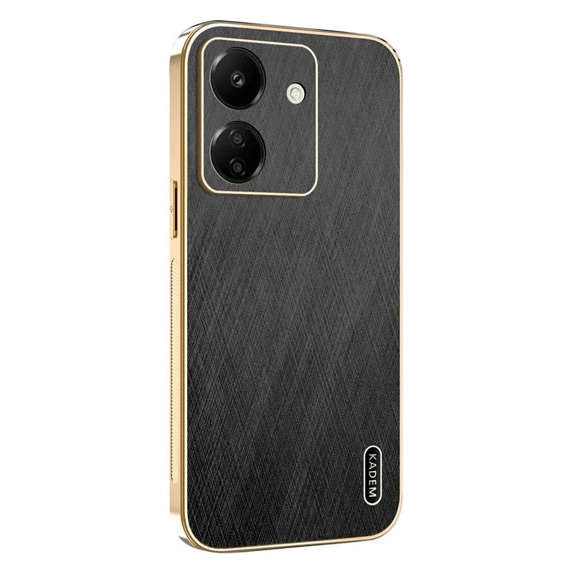 KADEM For Xiaomi Redmi 13C 4G / Poco C65 4G Case Electroplating Silk Texture PU + TPU Phone Back Cover - Black