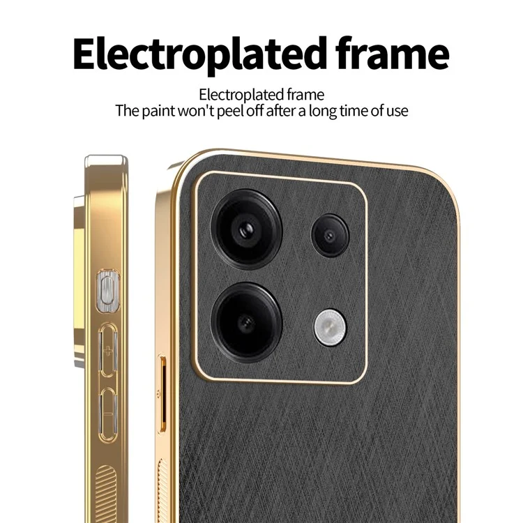 KADEM Cover per Xiaomi Redmi Note 13 Pro 5G / Poco X6 5G / X6 Neo 5G Elettroplaccata Texture Seta PU + TPU Posteriore - Nero