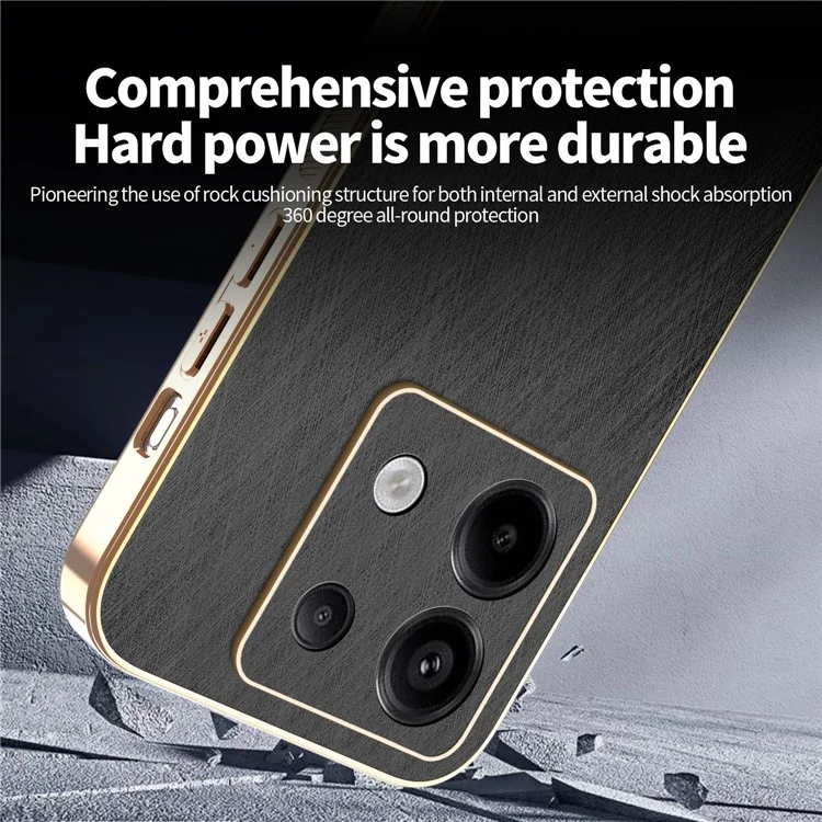 KADEM Cover per Xiaomi Redmi Note 13 Pro 5G / Poco X6 5G / X6 Neo 5G Elettroplaccata Texture Seta PU + TPU Posteriore - Nero
