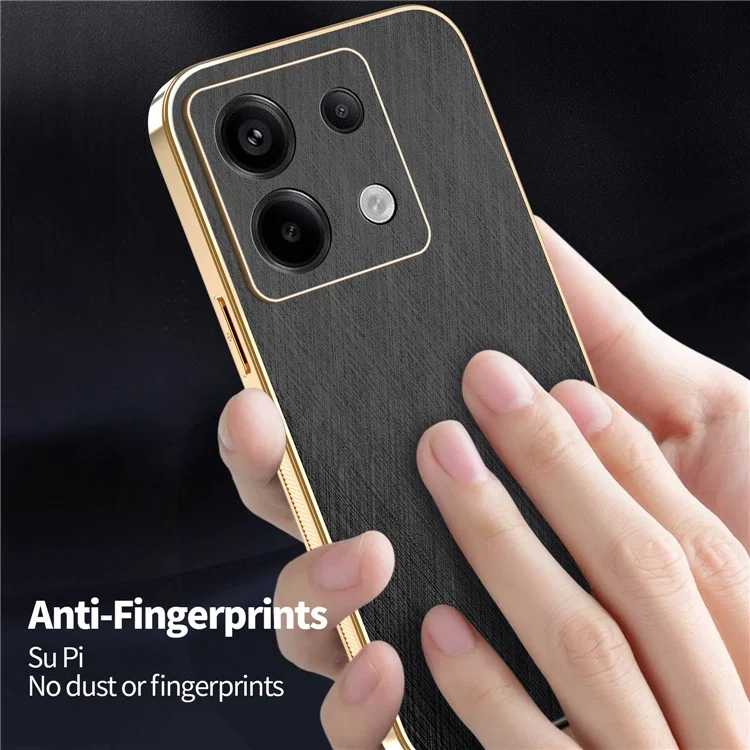 KADEM Cover per Xiaomi Redmi Note 13 Pro 5G / Poco X6 5G / X6 Neo 5G Elettroplaccata Texture Seta PU + TPU Posteriore - Nero