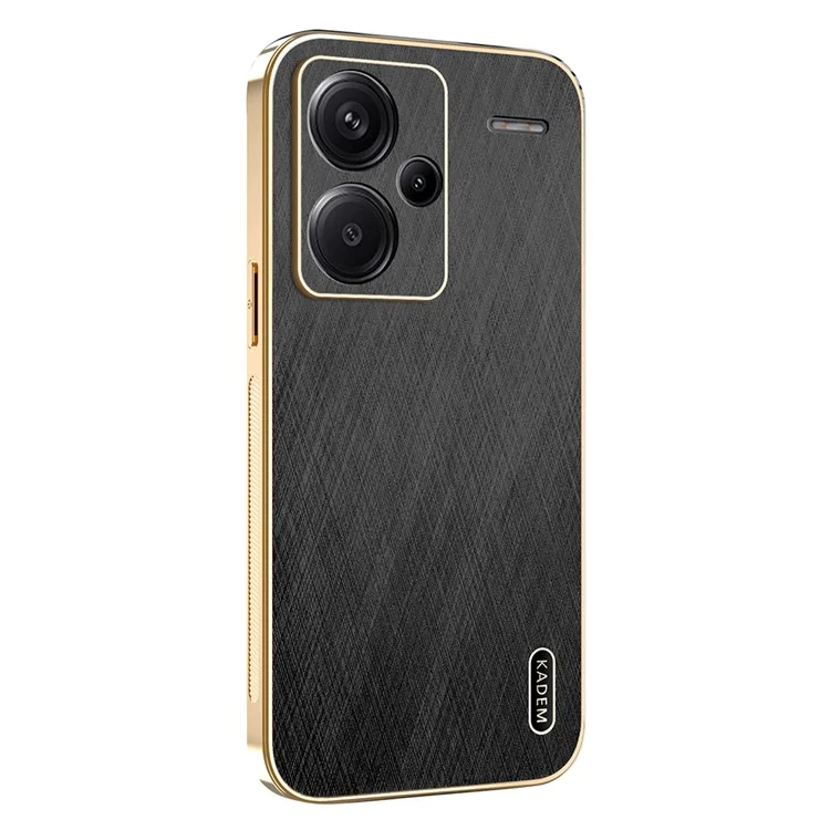 KADEM For Xiaomi Redmi Note 13 Pro+ 5G Case Electroplating Silk Texture PU + TPU Phone Back Cover - Black