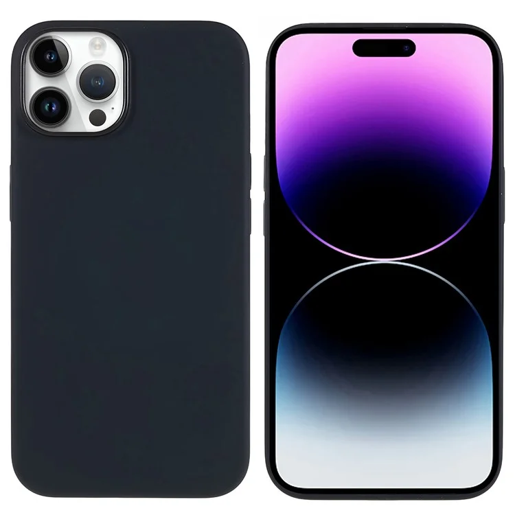 Liquid Silicone Phone Case for iPhone 14 Pro Max Anti-Fall Protective Case Scratch Resistant Phone Cover - Black