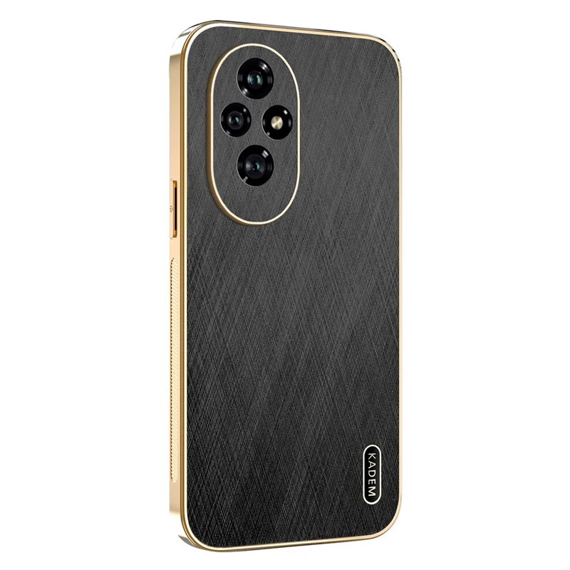 KADEM For Honor 200 5G Case Electroplating Silk Texture PU + TPU Phone Back Cover - Black