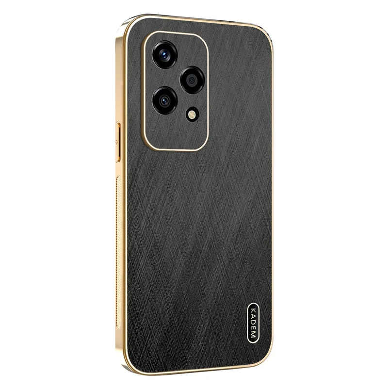 KADEM For Honor 200 Lite Case Electroplating Silk Texture PU + TPU Phone Back Cover - Black
