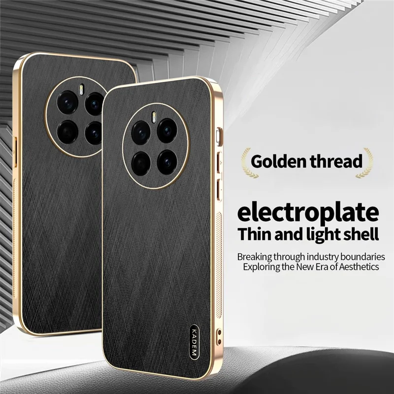 KADEM For Honor Magic7 5G Case Electroplating Silk Texture PU + TPU Phone Back Cover - Black