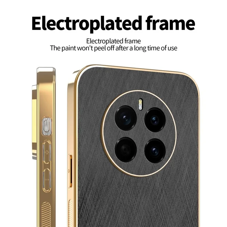 KADEM For Honor Magic7 5G Case Electroplating Silk Texture PU + TPU Phone Back Cover - Black