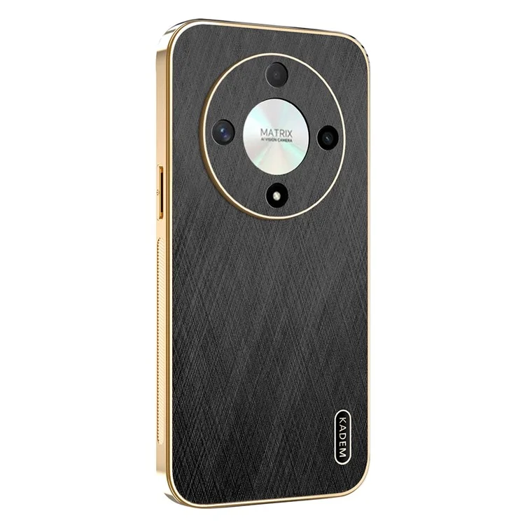 KADEM For Honor X9b 5G / Magic6 Lite 5G Case Electroplating Silk Texture PU + TPU Phone Back Cover - Black