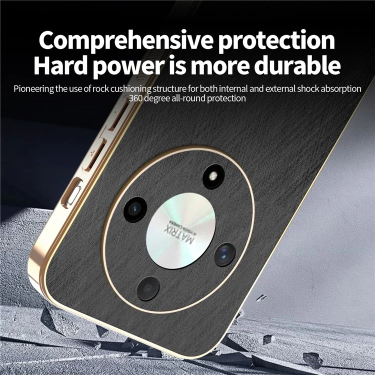 KADEM For Honor X9b 5G / Magic6 Lite 5G Case Electroplating Silk Texture PU + TPU Phone Back Cover - Black