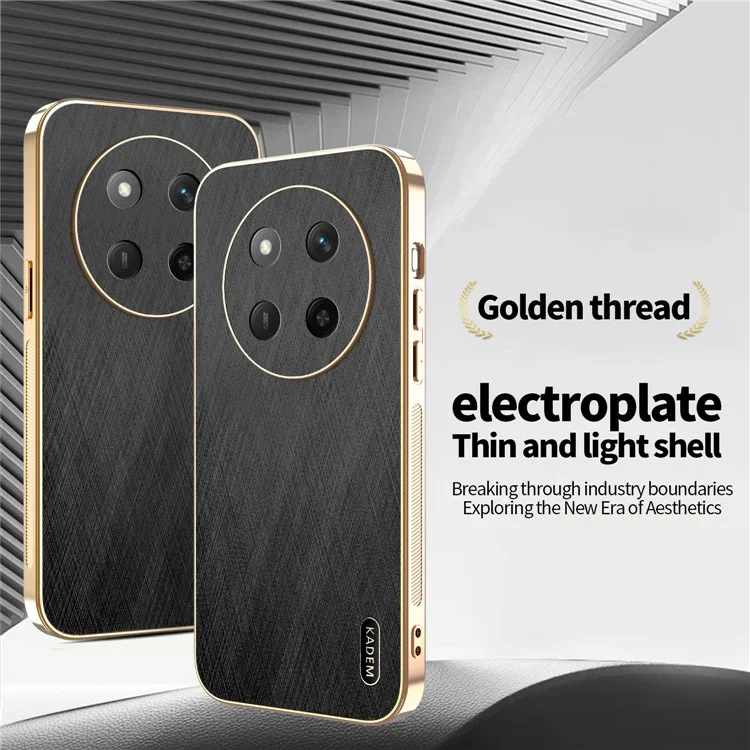 Custodia per Telefono KADEM per Honor X60 Pro 5G / X9c 5G / Magic7 Lite 5G Elettroplaccata con Texture di Seta PU + TPU Cover Posteriore - Nero