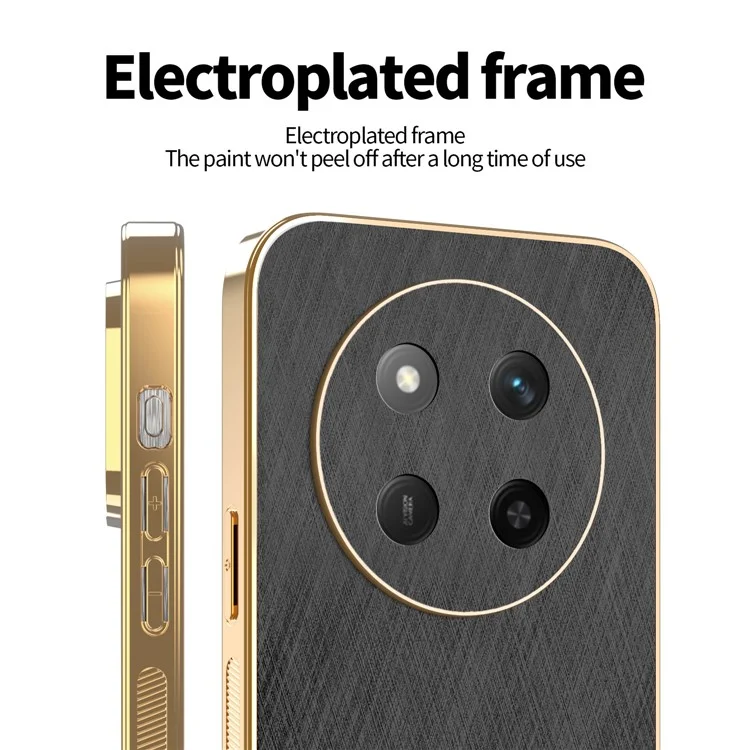 Custodia per Telefono KADEM per Honor X60 Pro 5G / X9c 5G / Magic7 Lite 5G Elettroplaccata con Texture di Seta PU + TPU Cover Posteriore - Nero