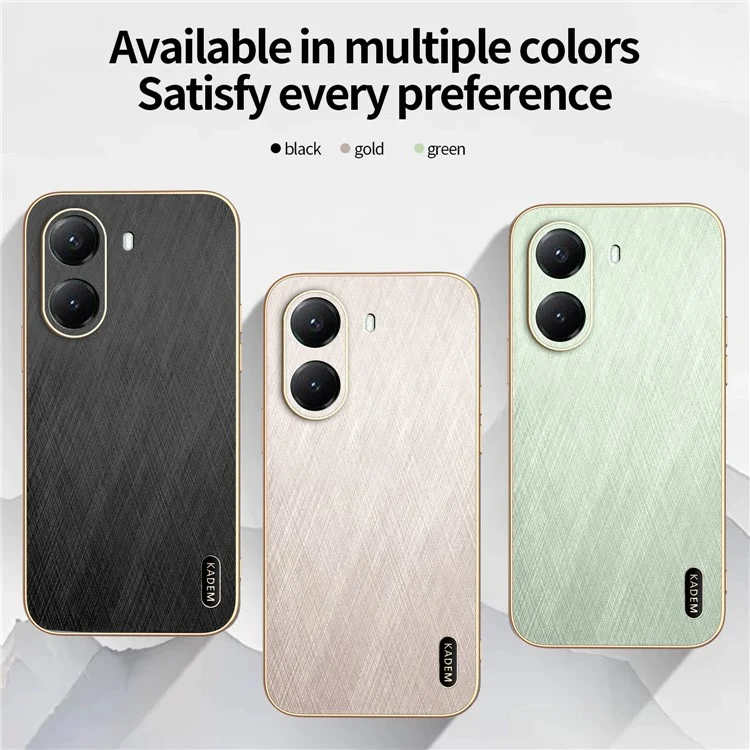 KADEM For Xiaomi Poco X7 Pro 5G Case Electroplating Silk Texture PU + TPU Phone Back Cover - Black