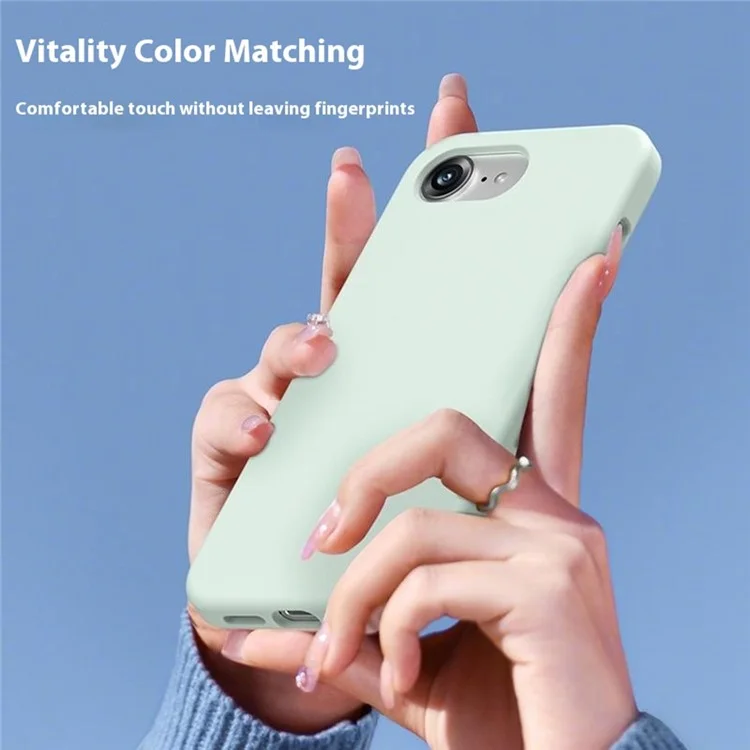 For iPhone 16e Case PC + Liquid Silicone Anti-Scratch Lining Phone Cover - Light Green