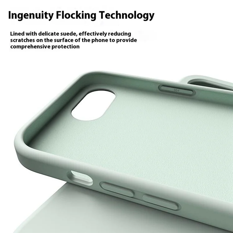 For iPhone 16e Case PC + Liquid Silicone Anti-Scratch Lining Phone Cover - Light Green