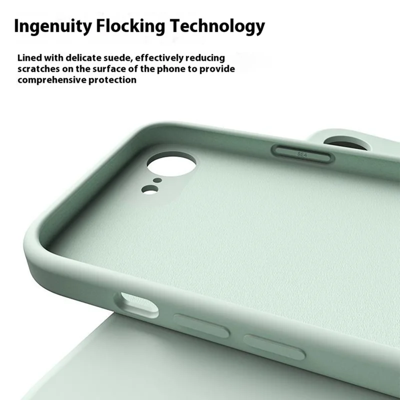 For iPhone 16e Case Precision Fit PC + Liquid Silicone Protective Phone Cover with Microfiber Lining - Light Green