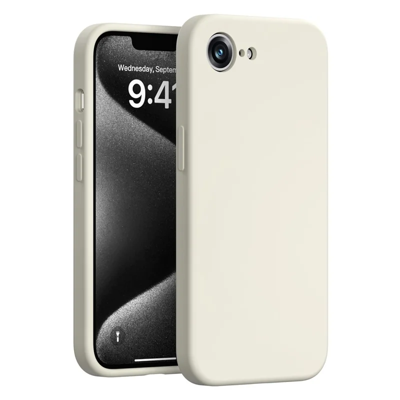 For iPhone 17e / 16e Case Precision Fit PC + Liquid Silicone Protective Phone Cover with Microfiber Lining - Antique White