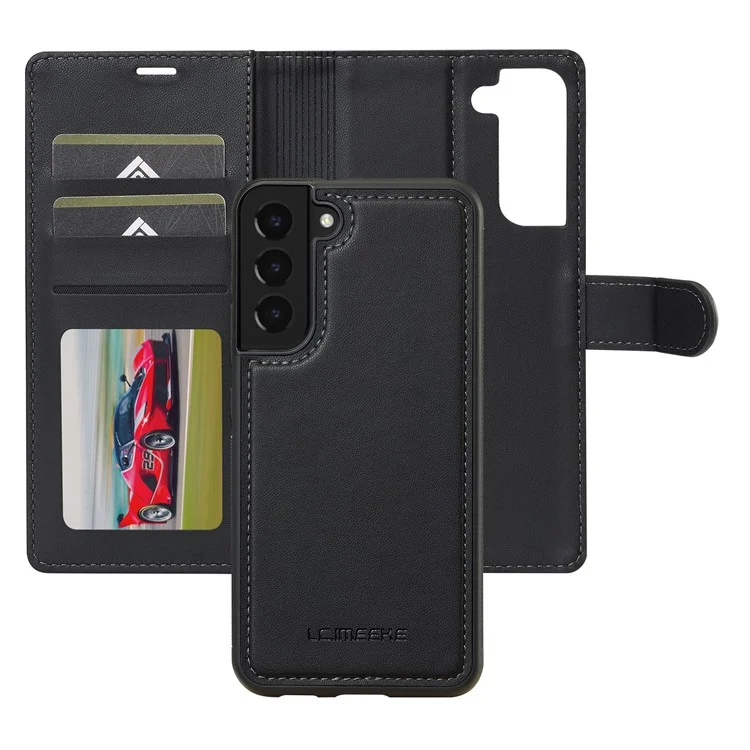 LC.IMEEKE L2 Series para Samsung Galaxy S25 Capa de Couro PU Carteira Destacável Capa de Celular Magnética - Preto