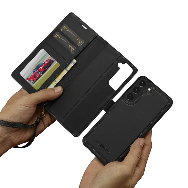 LC.IMEEKE L2 Series para Samsung Galaxy S25 Capa de Couro PU Carteira Destacável Capa de Celular Magnética - Preto