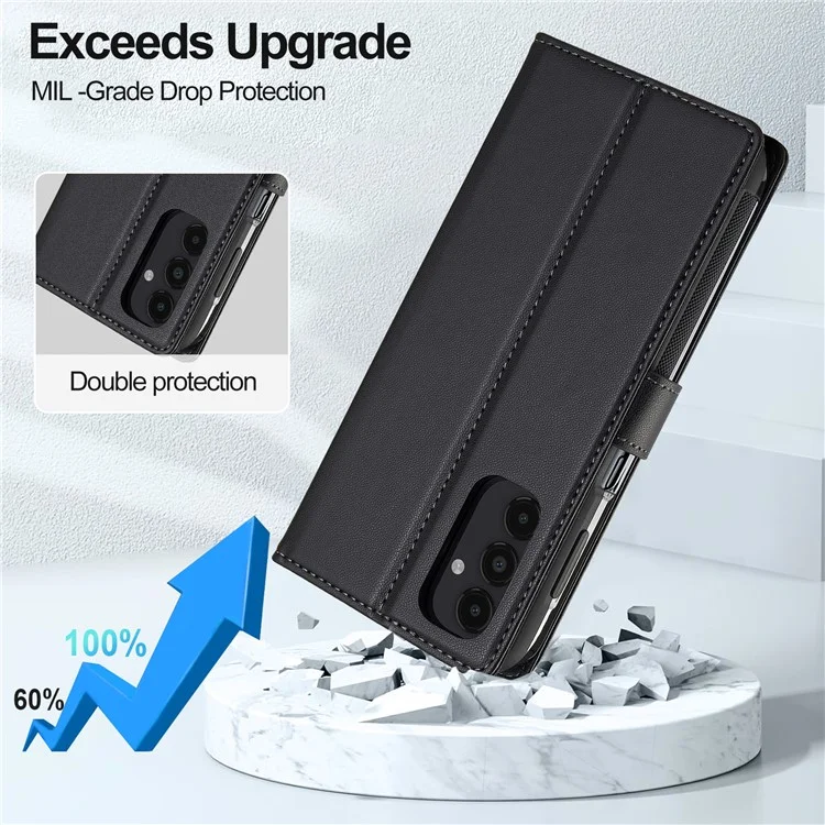 LC.IMEEKE L2 Series para Samsung Galaxy S25 Capa de Couro PU Carteira Destacável Capa de Celular Magnética - Preto
