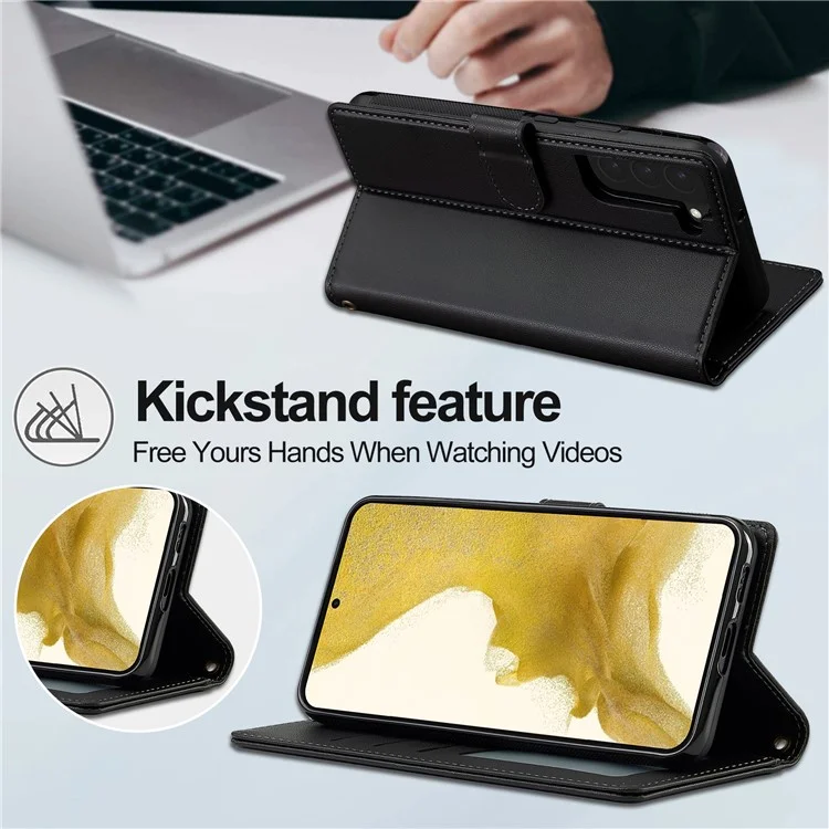 LC.IMEEKE L2 Series para Samsung Galaxy S25 Capa de Couro PU Carteira Destacável Capa de Celular Magnética - Preto