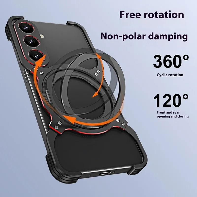 Voor Samsung Galaxy S24 Hoesje Standaard Metaal Bumper Magnetische Telefoonhoes - Zwart / Zilver