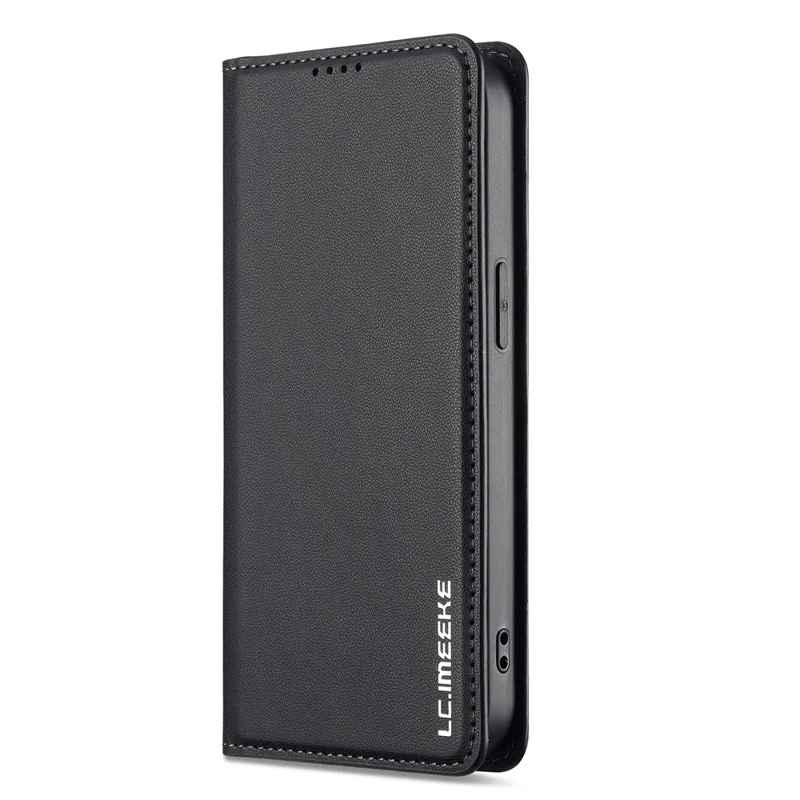 LC.IMEEKE L1 Series for iPhone 16e Case PU Leather Wallet Stand Protective Phone Cover - Black
