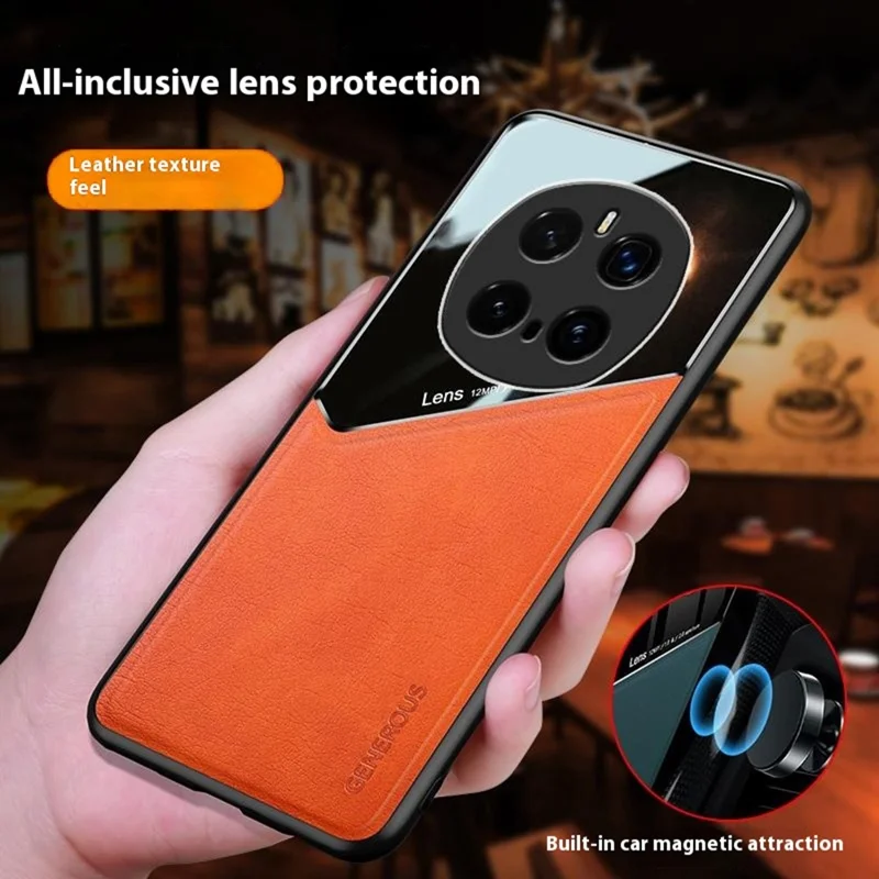 Voor Honor Magic7 Pro 5G hoesje Leercoating PC + TPU telefoon achterkant - Oranje