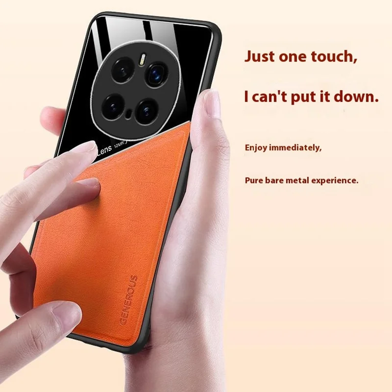 Voor Honor Magic7 Pro 5G hoesje Leercoating PC + TPU telefoon achterkant - Oranje