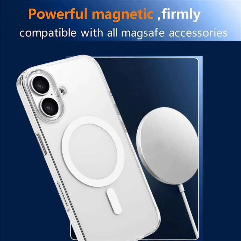 For iPhone 16 Plus Case Compatible with MagSafe Clear PC + TPU Sealed Magnetic Phone Cover - White