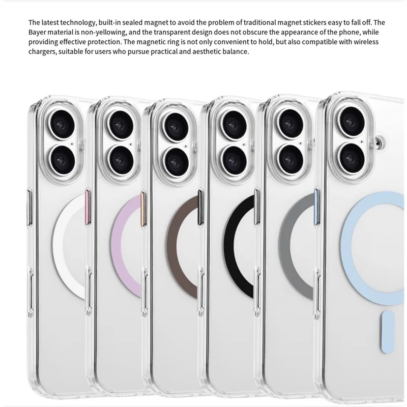 For iPhone 16 Plus Case Compatible with MagSafe Clear PC + TPU Sealed Magnetic Phone Cover - White