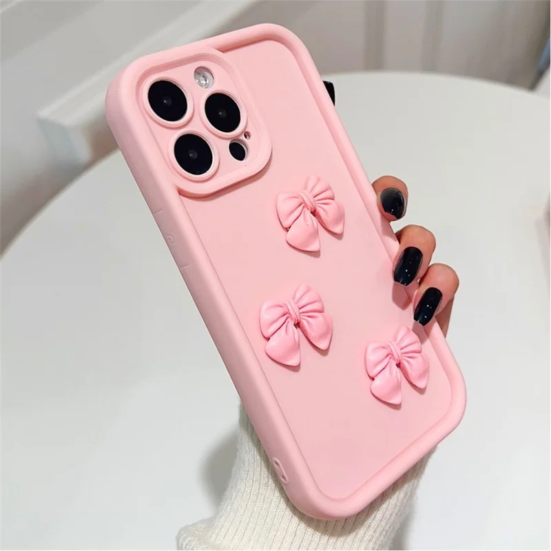 For iPhone 15 Pro Max TPU Case Cute 3D Bowknot Design Creative Protective Phone Cover