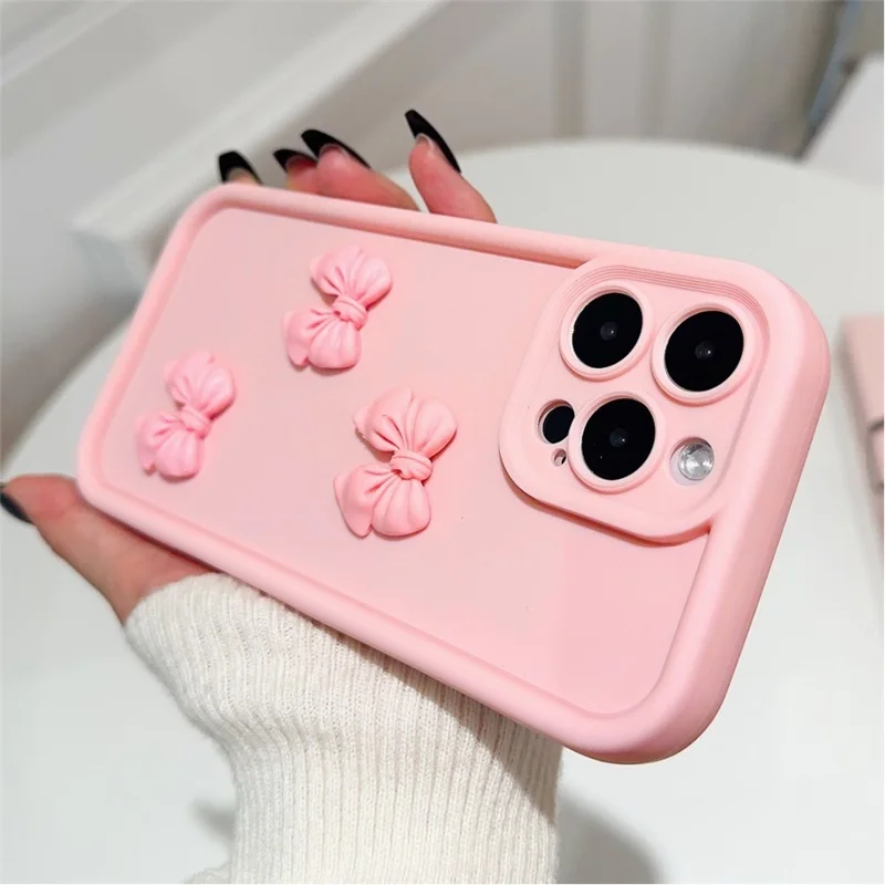 For iPhone 15 Pro Max TPU Case Cute 3D Bowknot Design Creative Protective Phone Cover