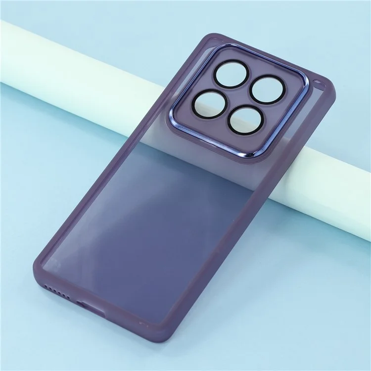 For Xiaomi Redmi Note 14 Pro 4G Case Electroplated Camera Frame TPU Phone Cover - Transparent Purple