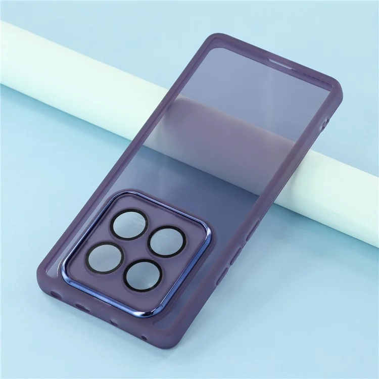 For Xiaomi Redmi Note 14 Pro 4G Case Electroplated Camera Frame TPU Phone Cover - Transparent Purple