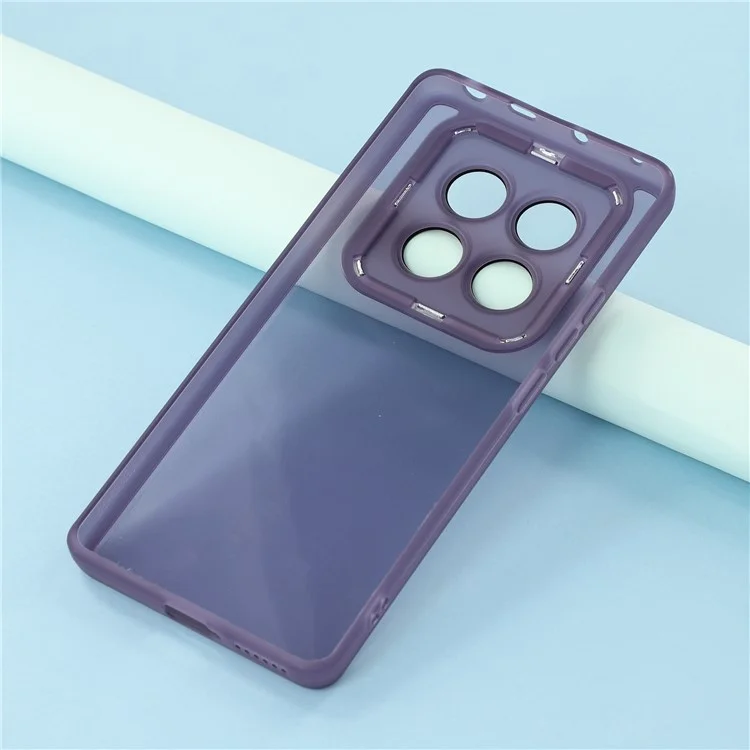 For Xiaomi Redmi Note 14 Pro 4G Case Electroplated Camera Frame TPU Phone Cover - Transparent Purple