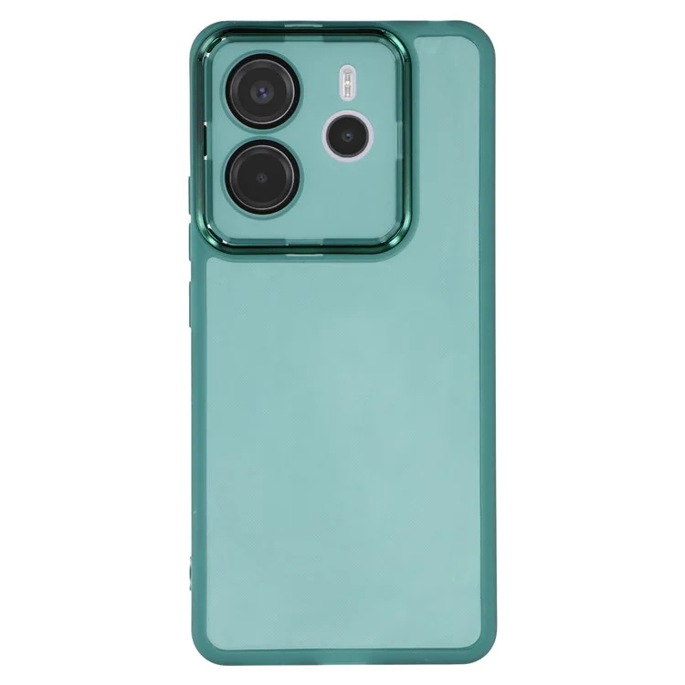 For Xiaomi Redmi Note 14 4G (163.25mm) Case Electroplated Camera Frame TPU Phone Cover - Transparent Army Green