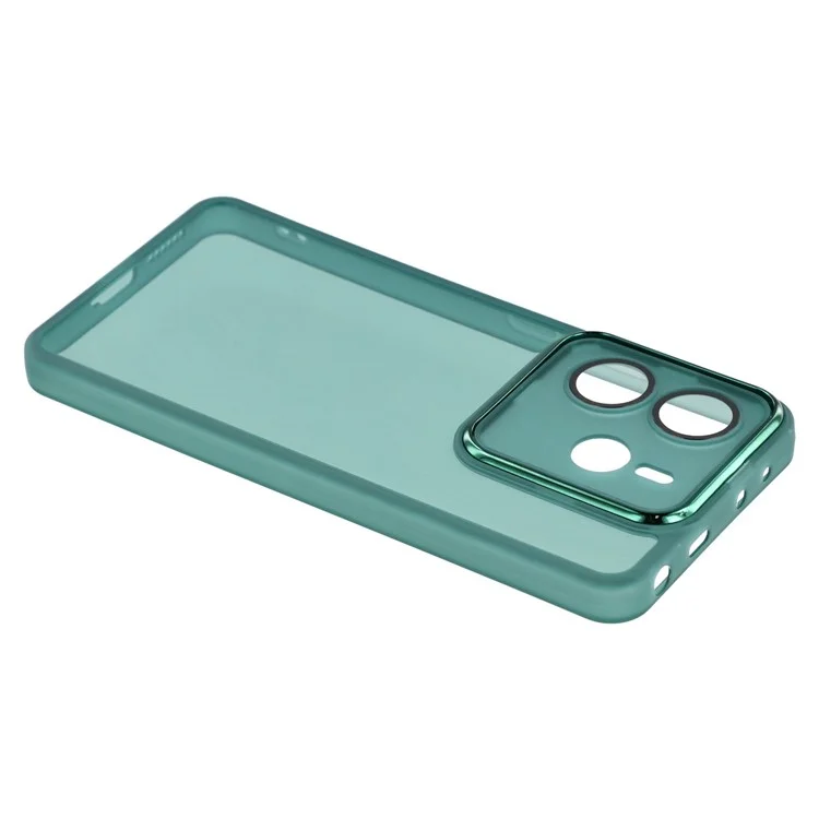 For Xiaomi Redmi Note 14 4G (163.25mm) Case Electroplated Camera Frame TPU Phone Cover - Transparent Army Green