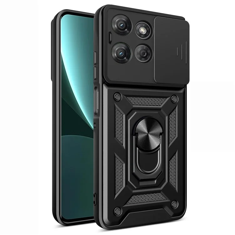 Funda para Motorola Moto G Power (2025) con tapa deslizante para cámara, carcasa de PC + TPU con soporte, color negro