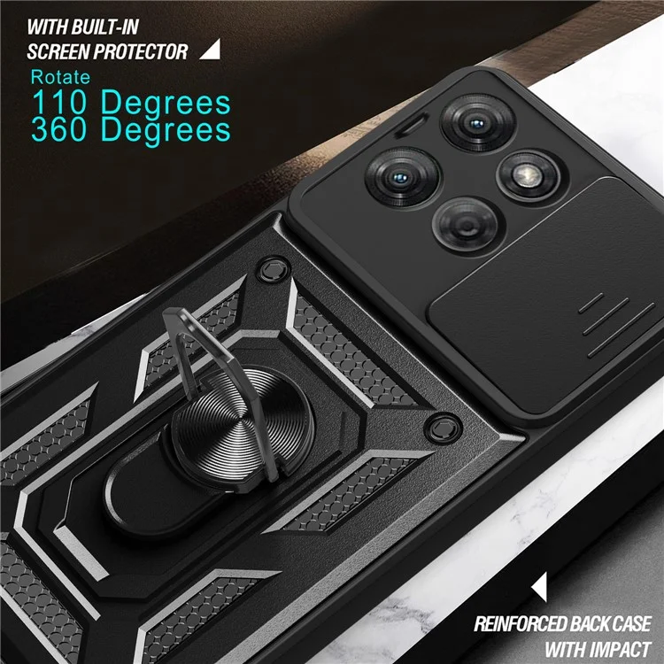 Funda para Motorola Moto G Power (2025) con tapa deslizante para cámara, carcasa de PC + TPU con soporte, color negro