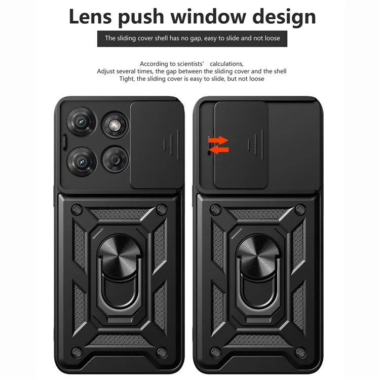 Funda para Motorola Moto G Power (2025) con tapa deslizante para cámara, carcasa de PC + TPU con soporte, color negro