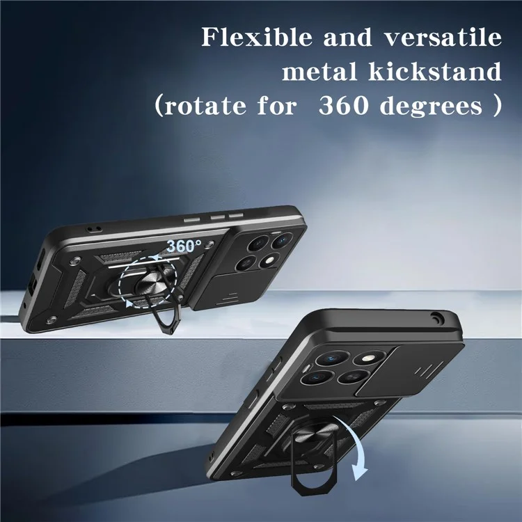 Cover per Honor X8c 4G con Coperchio Scorrevole per Fotocamera PC + TPU con Supporto - Nero