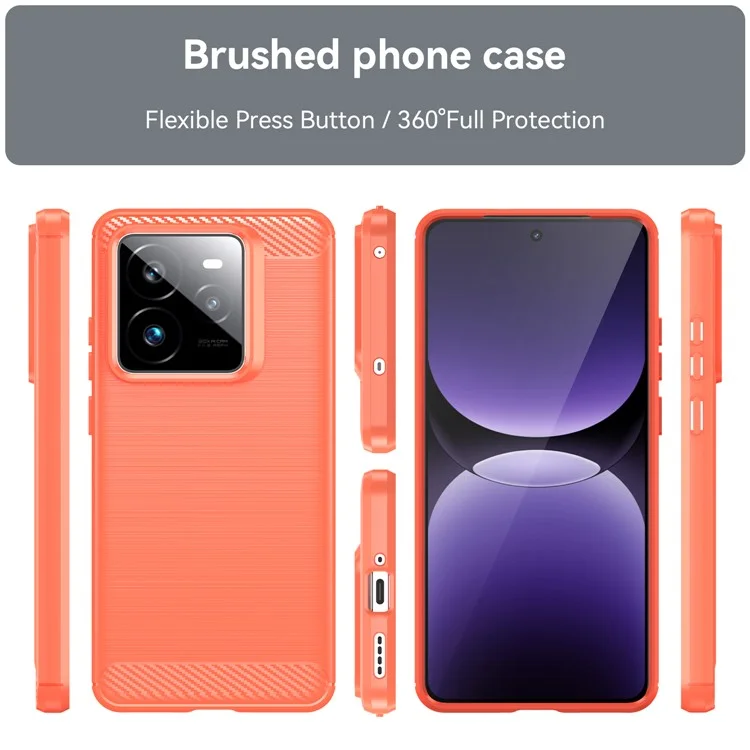 Funda para Realme GT 7 Pro 5G / GT7 Pro Racing 5G Carcasa Protectora de Teléfono con Textura de Fibra de Carbono Cepillada - Rojo