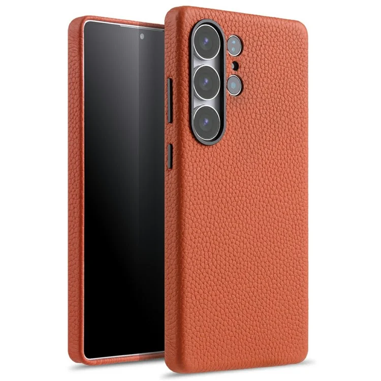 MELKCO Per Samsung Galaxy S25 Ultra Cover Magnetico in Vera Pelle di Mucca + PC per Retro Telefono - Arancione