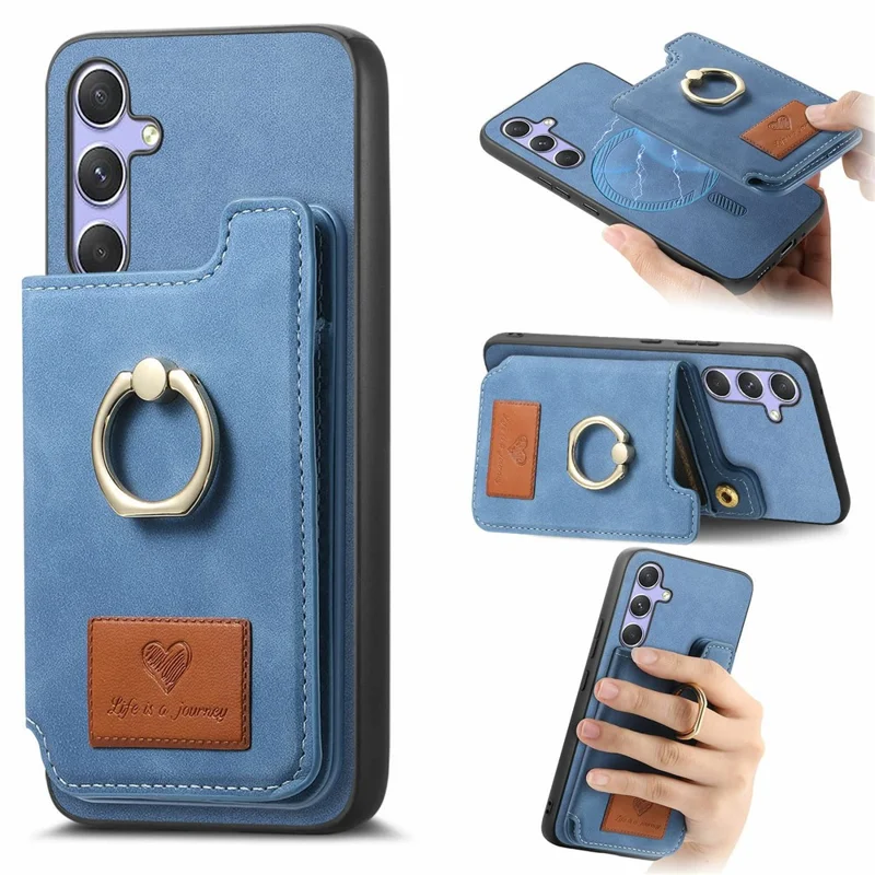 For Samsung Galaxy A26 5G Case Detachable Card Holder Kickstand Leather + TPU + PC Phone Cover - Blue