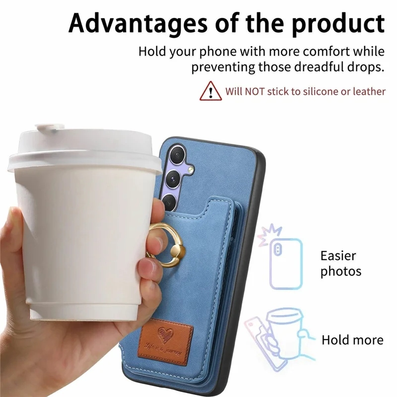 For Samsung Galaxy A26 5G Case Detachable Card Holder Kickstand Leather + TPU + PC Phone Cover - Blue