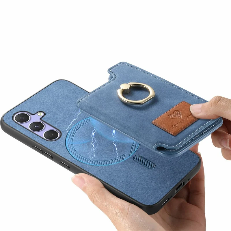 For Samsung Galaxy A26 5G Case Detachable Card Holder Kickstand Leather + TPU + PC Phone Cover - Blue