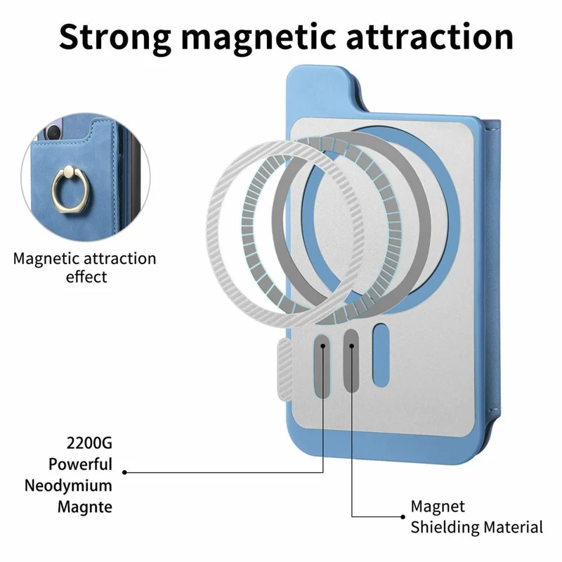 For Samsung Galaxy A26 5G Case Detachable Card Holder Kickstand Leather + TPU + PC Phone Cover - Blue