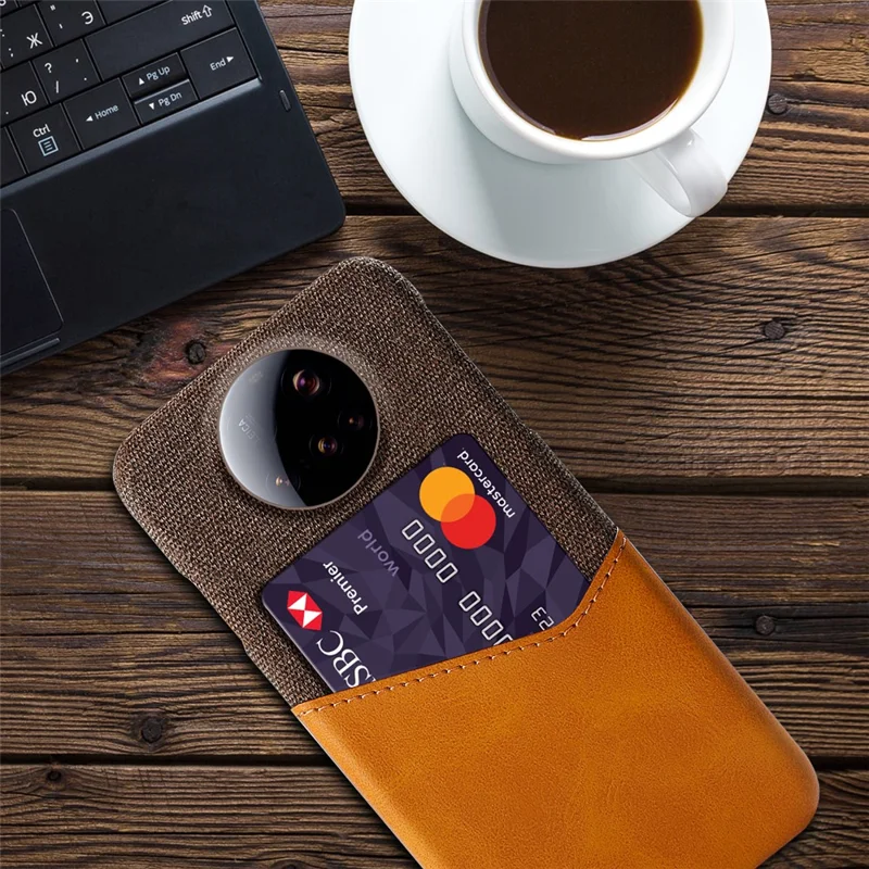 For Xiaomi 15 Ultra Case PU Leather Cloth Texture Hard PC Phone Cover with Card Holder - Orange