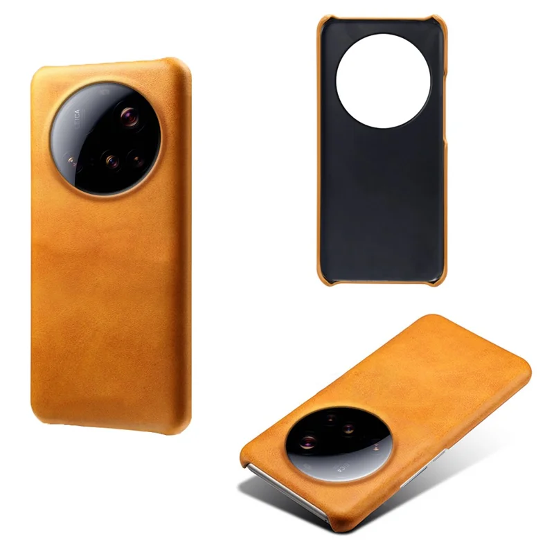 For Xiaomi 15 Ultra Case Calf Texture PU Leather Hard PC Protective Phone Cover - Orange