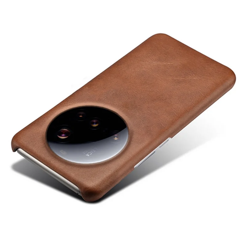 For Xiaomi 15 Ultra Case Calf Texture PU Leather Hard PC Protective Phone Cover - Brown
