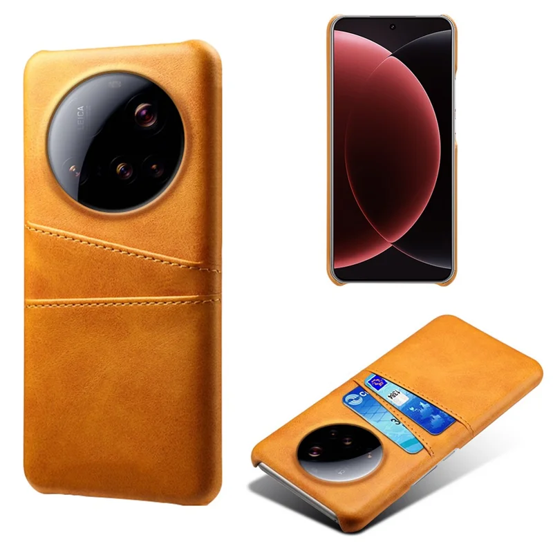 For Xiaomi 15 Ultra Case Dual Card Slots PU Leather + Hard PC Phone Cover - Orange